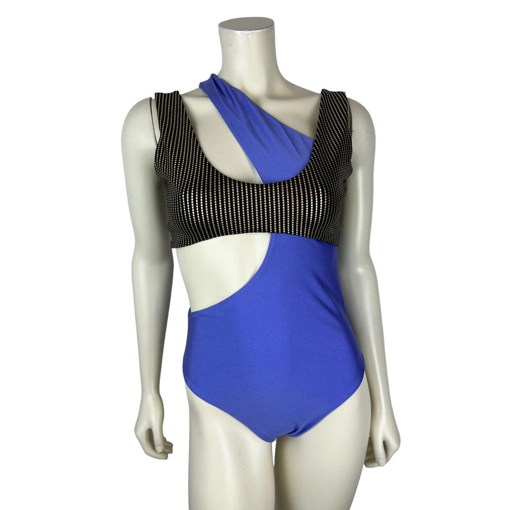 Seben Kocibey One Piece Swimsuit M Enko Lilac One Shoulder Cutout Gold Purple